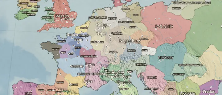 The political map of Europe in 1000.