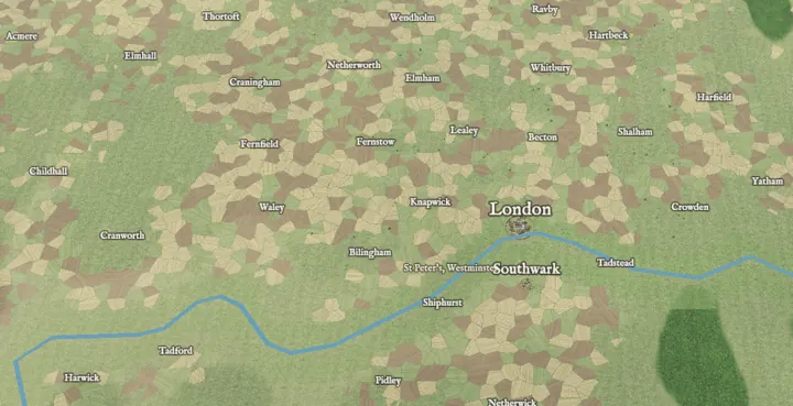 The patchwork of fields round London’s villages.